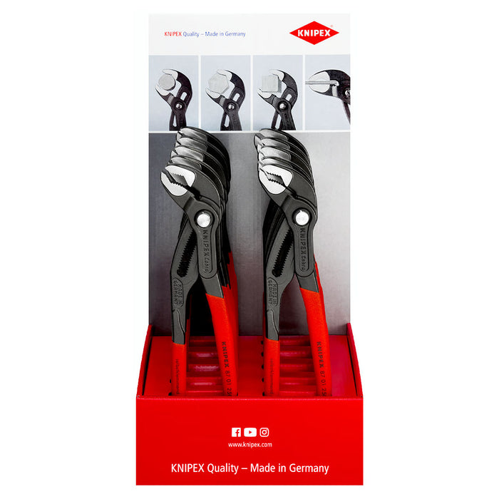 Bộ 10 kìm mỏ quạ dòng Cobra High-Tech 87 01 250, kèm giá trưng bày bằng bìa cứng KNIPEX 00 18 01 V11
