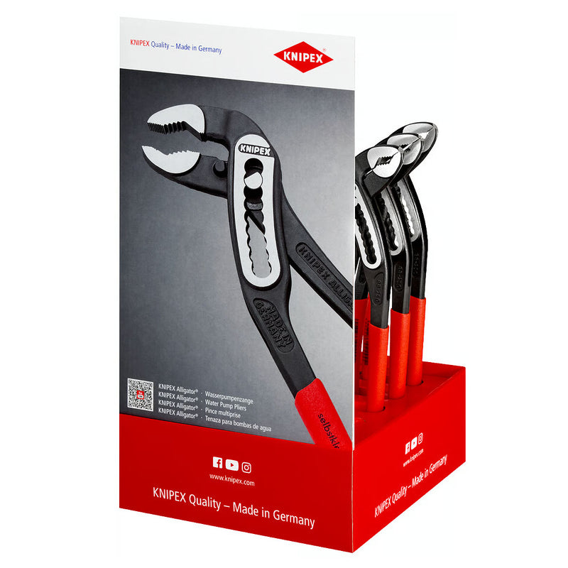 Bộ 10 kìm mỏ quạ dòng Alligator 88 01 250, kèm giá trưng bày bằng bìa cứng KNIPEX 00 18 01 V12