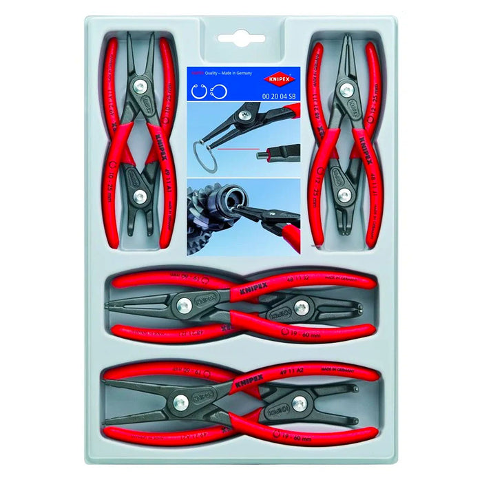 Bộ kìm mở phe, đầu mũi siêu mảnh 8 chi tiết KNIPEX 00 20 04 SB khả năng mở phe từ Ø12mm - Ø60mm