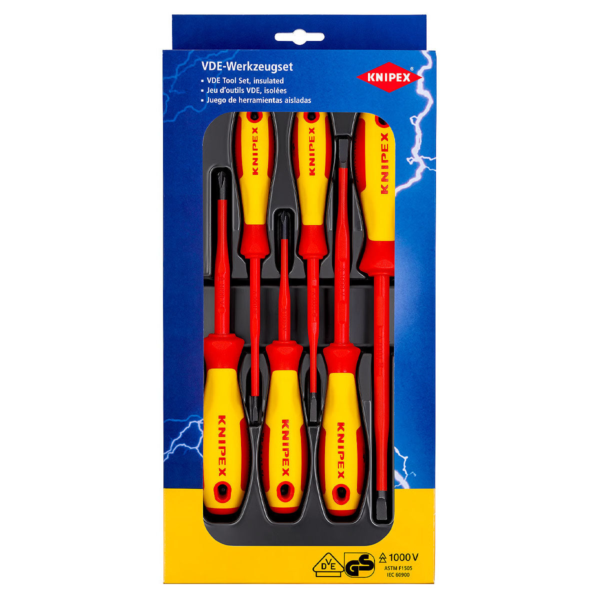 Bộ tua vít kết hợp đầu bake và đầu dẹp, dáng Slim, 6 chi tiết KNIPEX 00 20 12 V02 cách điện 1000V