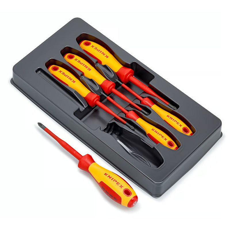 Bộ tua vít kết hợp đầu bake và đầu Pozi, dáng Slim, 6 chi tiết KNIPEX 00 20 12 V03 cách điện 1000V