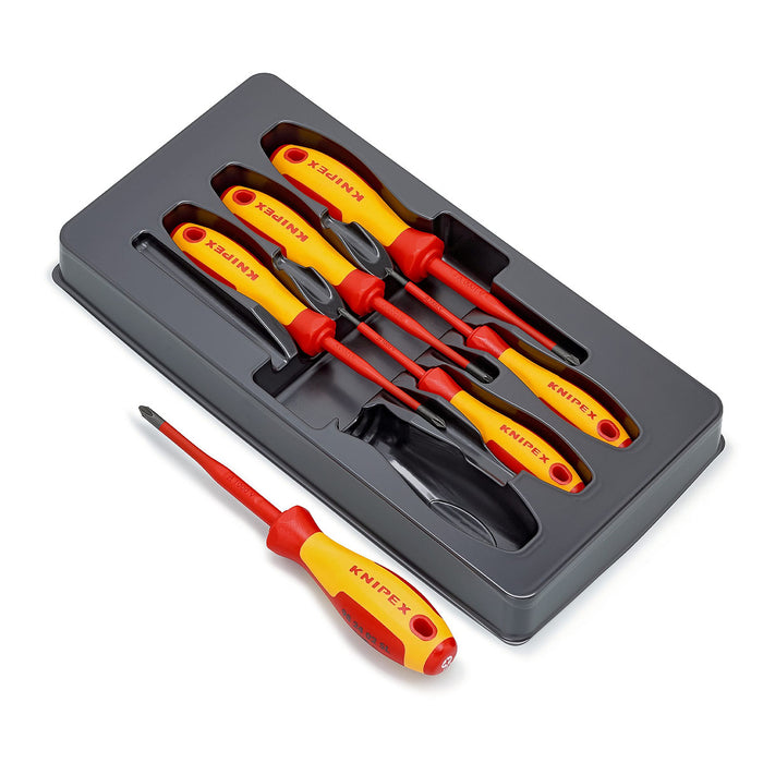 Bộ tua vít kết hợp đầu bake, đầu dẹp và đầu Pozi dáng Slim, 6 chi tiết KNIPEX 00 20 12 V04 cách điện 1000V