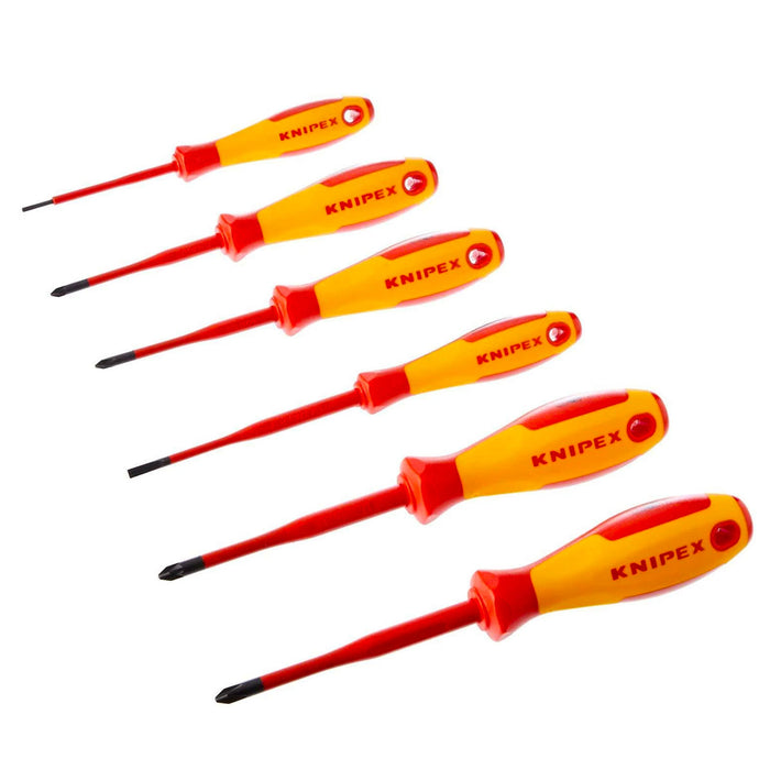 Bộ tua vít kết hợp đầu bake, đầu dẹp và đầu Pozi dáng Slim, 6 chi tiết KNIPEX 00 20 12 V04 cách điện 1000V