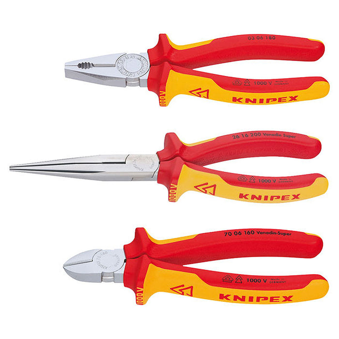 Bộ kìm cách điện 1000V 3 chi tiết KNIPEX 00 20 12