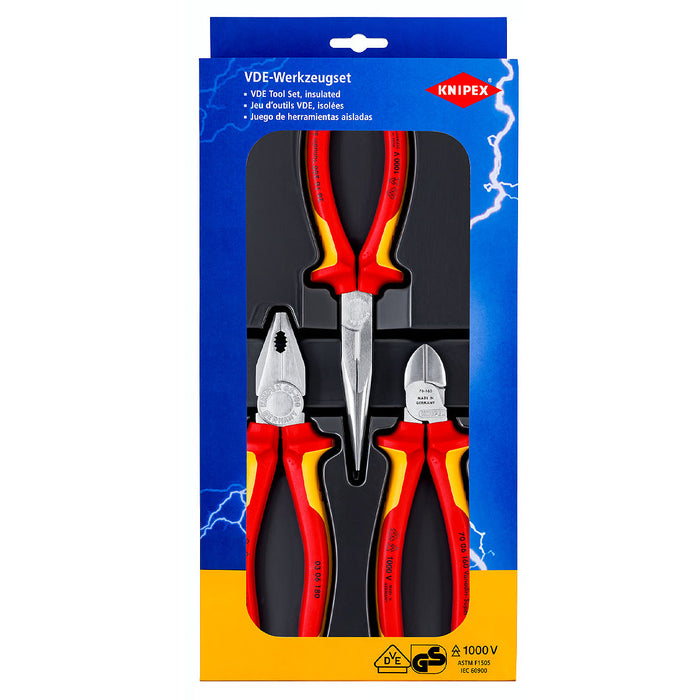 Bộ kìm cách điện 1000V 3 chi tiết KNIPEX 00 20 12