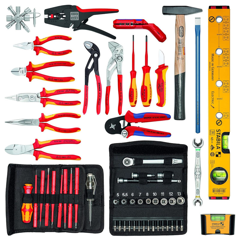 Bộ dụng cụ chuyên dùng cho thi công, bảo trì thiết bị điện 63 chi tiết KNIPEX 00 21 19 LB E