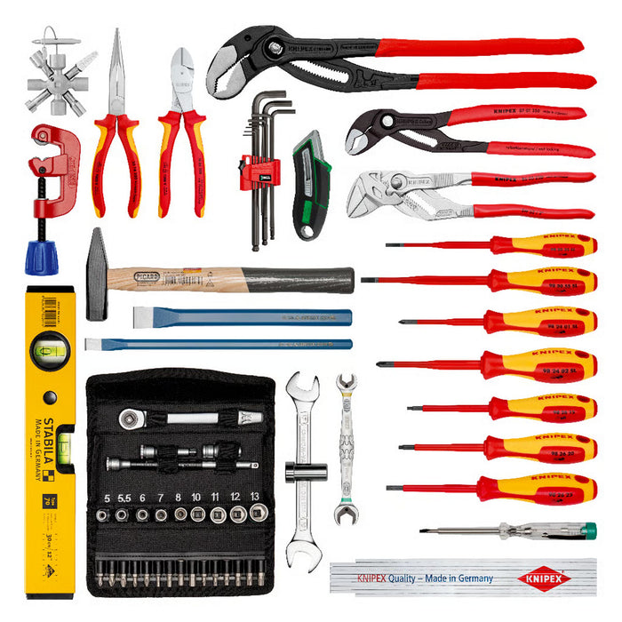 Bộ dụng cụ chuyên dùng cho thợ thi công đường ống nước 52 chi tiết KNIPEX 00 21 19 LB S