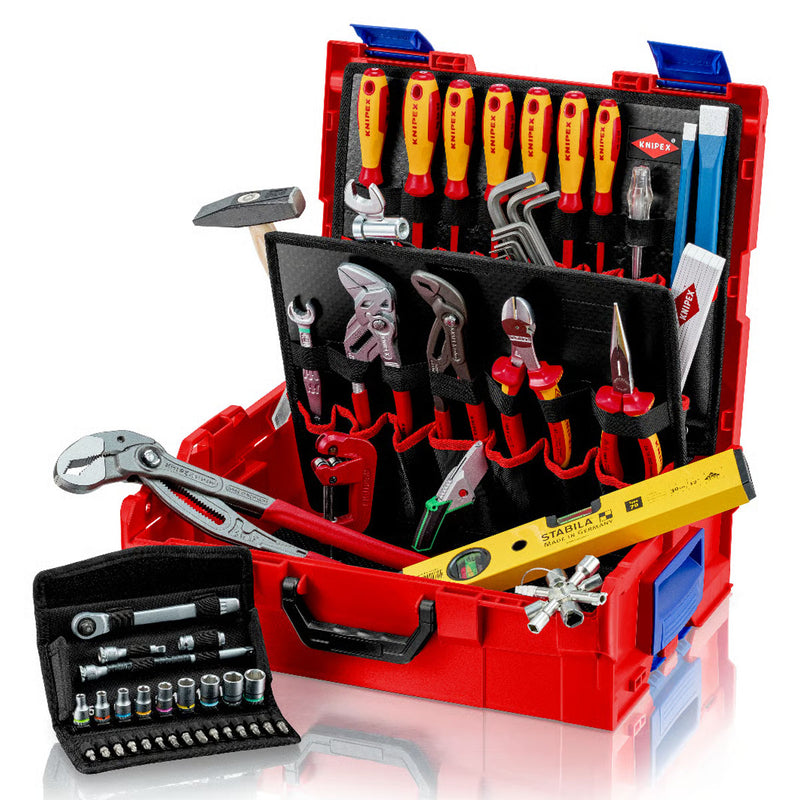 Bộ dụng cụ chuyên dùng cho thợ thi công đường ống nước 52 chi tiết KNIPEX 00 21 19 LB S