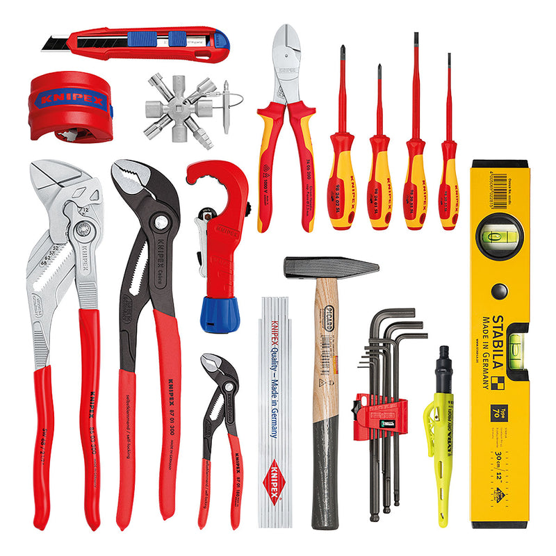 Bộ dụng cụ chuyên dùng cho thi công đường ống nước 17 chi tiết KNIPEX 00 21 33 S