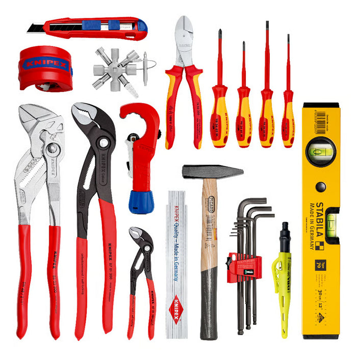 Bộ dụng cụ chuyên dùng cho thợ thi công đường ống nước  17 chi tiết KNIPEX 00 21 50 S