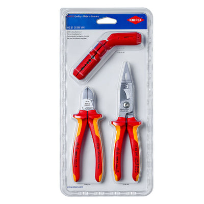 Bộ kìm cắt đa năng và dụng cụ tuốt dây điện 3 chi tiết KNIPEX 00 31 30 BK V01 cách điện 1000V