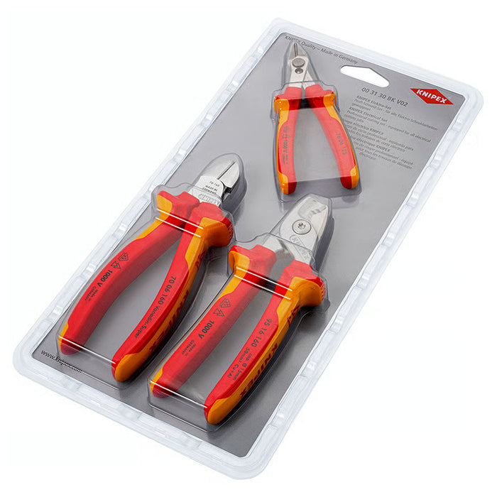 Bộ kìm cắt cáp 3 chi tiết KNIPEX 00 31 30 BK V02 cách điện 1000V