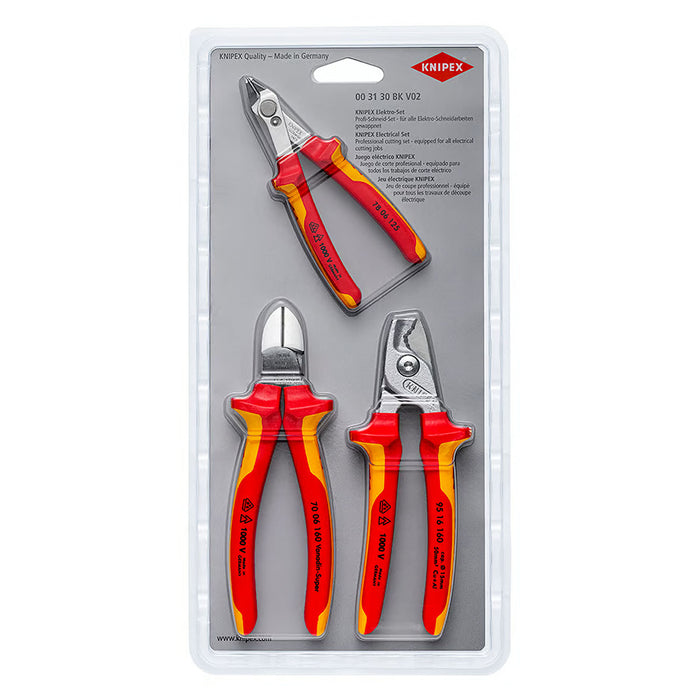 Bộ kìm cắt cáp 3 chi tiết KNIPEX 00 31 30 BK V02 cách điện 1000V
