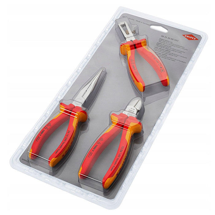Bộ kìm cắt và tuốt dây 3 chi tiết KNIPEX 00 31 30 BK V03 cách điện 1000V