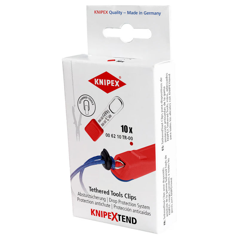 Hộp 10 miếng TetheredTool Clips KNIPEX 00 62 10 TR dùng cho dụng cụ có KNIPEXtend