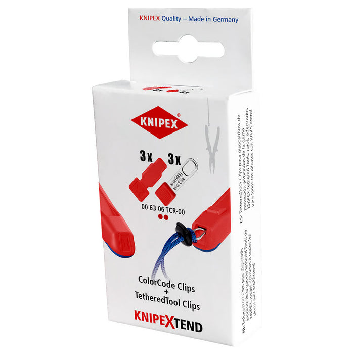 Hộp 6 miếng TetheredTool Clips và ColorCode Clips kết hợp KNIPEX 00 63 06 TCR dùng cho dụng cụ có KNIPEXtend
