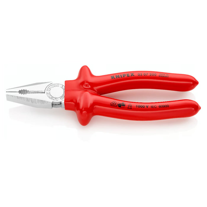 Kìm bằng KNIPEX cách điện 1000V, chiều dài từ 160mm - 250mm, mạ chrome tay cầm bọc nhựa bóng kháng dầu mỡ