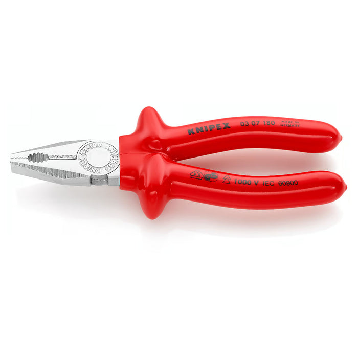 Kìm bằng KNIPEX cách điện 1000V, chiều dài từ 160mm - 250mm, mạ chrome tay cầm bọc nhựa bóng kháng dầu mỡ