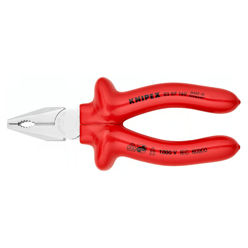 Kìm bằng KNIPEX cách điện 1000V, chiều dài từ 160mm - 250mm, mạ chrome tay cầm bọc nhựa bóng kháng dầu mỡ