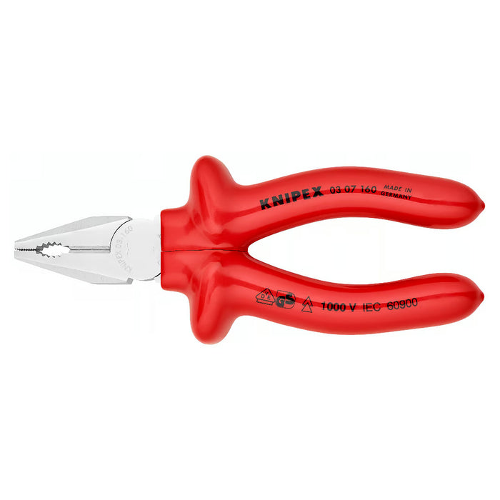 Kìm bằng KNIPEX cách điện 1000V, chiều dài từ 160mm - 250mm, mạ chrome tay cầm bọc nhựa bóng kháng dầu mỡ