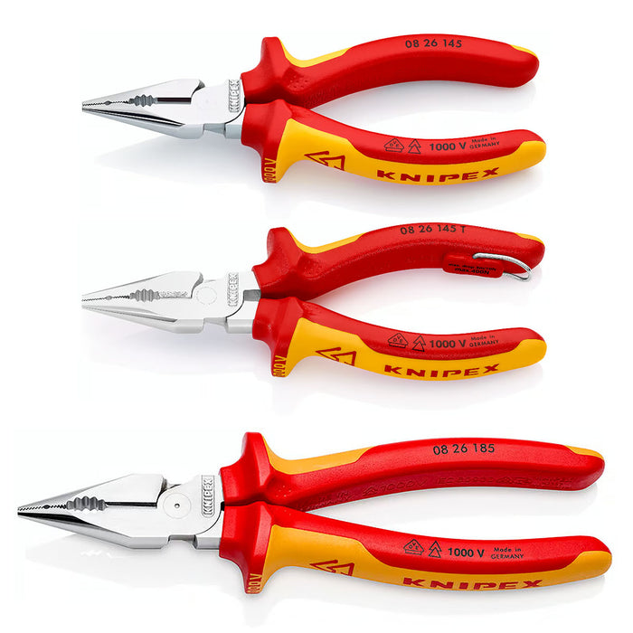 Kìm mũi nhọn đa năng KNIPEX cách điện 1000V, chiều dài từ 145mm - 185mm, mạ chrome