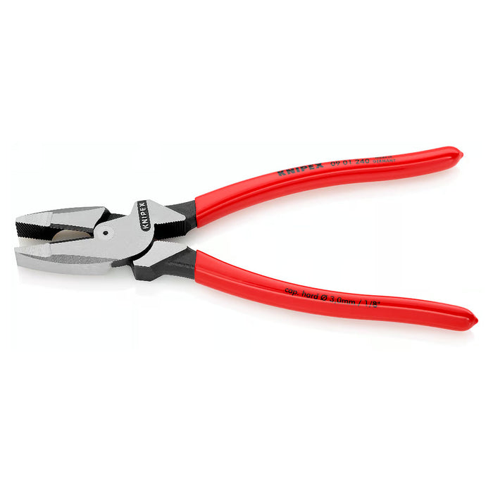 Kìm bằng trợ lực KNIPEX 09 01 240 chuyên dùng cho thợ điện, chiều dài 240mm, mạ đen nhám tay cầm bọc nhựa bóng kháng dầu mỡ