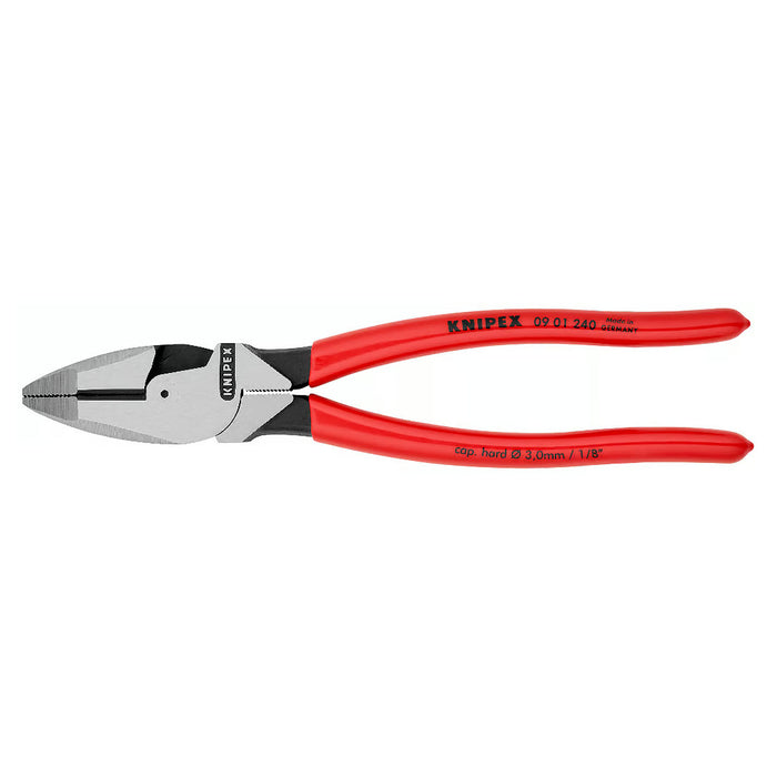 Kìm bằng trợ lực KNIPEX 09 01 240 chuyên dùng cho thợ điện, chiều dài 240mm, mạ đen nhám tay cầm bọc nhựa bóng kháng dầu mỡ