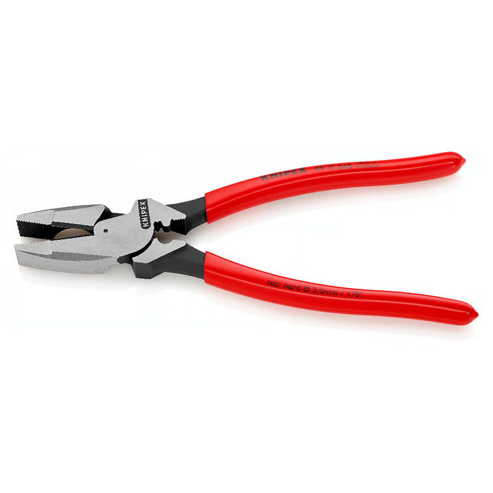 Kìm bằng trợ lực, có ngàm bấm cose phổ thông KNIPEX 09 11 240 chuyên dùng cho thợ điện, chiều dài 240mm, mạ đen nhám tay cầm bọc nhựa kháng dầu mỡ