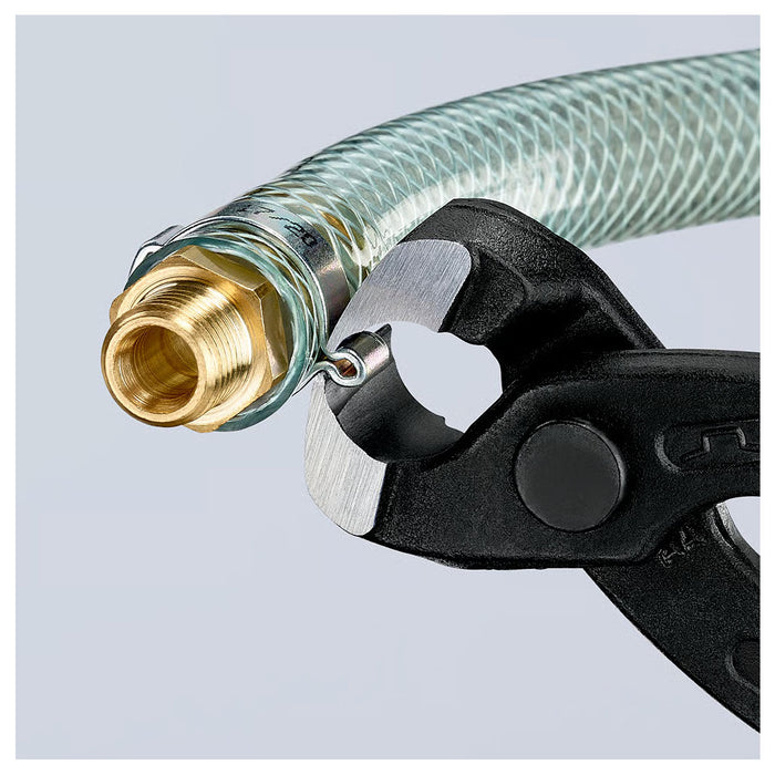 Kìm càng cua, chuyên dùng siết cổ dê KNIPEX 10 98 I220 chiều dài 220mm, mạ đen nhám, tay cầm bọc nhựa kháng dầu mở