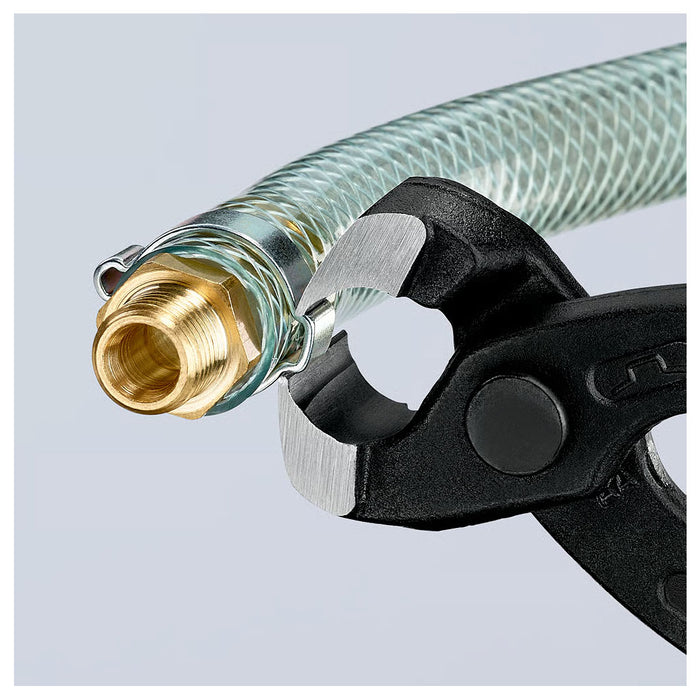 Kìm càng cua, chuyên dùng siết cổ dê KNIPEX 10 98 I220 chiều dài 220mm, mạ đen nhám, tay cầm bọc nhựa kháng dầu mở