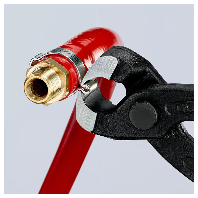 Kìm càng cua, chuyên dùng siết cổ dê KNIPEX 10 98 I220 chiều dài 220mm, mạ đen nhám, tay cầm bọc nhựa kháng dầu mở