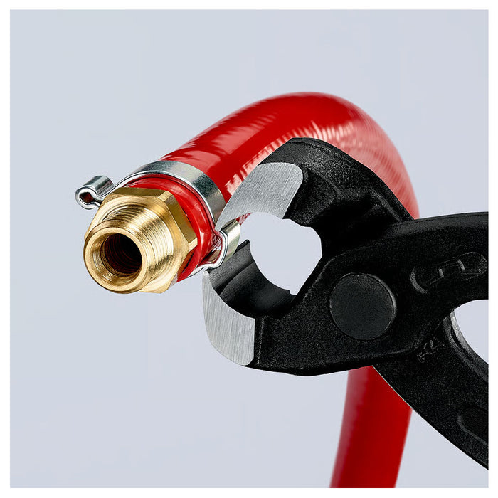 Kìm càng cua, chuyên dùng siết cổ dê KNIPEX 10 98 I220 chiều dài 220mm, mạ đen nhám, tay cầm bọc nhựa kháng dầu mở