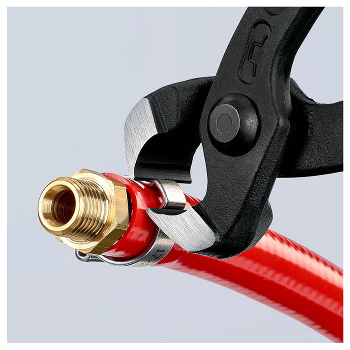 Kìm càng cua, chuyên dùng siết cổ dê KNIPEX 10 98 I220 chiều dài 220mm, mạ đen nhám, tay cầm bọc nhựa kháng dầu mở