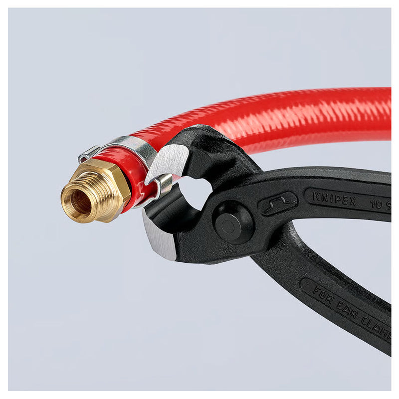 Kìm càng cua, chuyên dùng siết cổ dê KNIPEX 10 98 I220 chiều dài 220mm, mạ đen nhám, tay cầm bọc nhựa kháng dầu mở