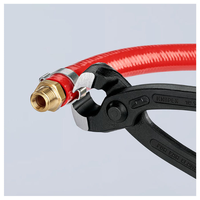 Kìm càng cua, chuyên dùng siết cổ dê KNIPEX 10 98 I220 chiều dài 220mm, mạ đen nhám, tay cầm bọc nhựa kháng dầu mở