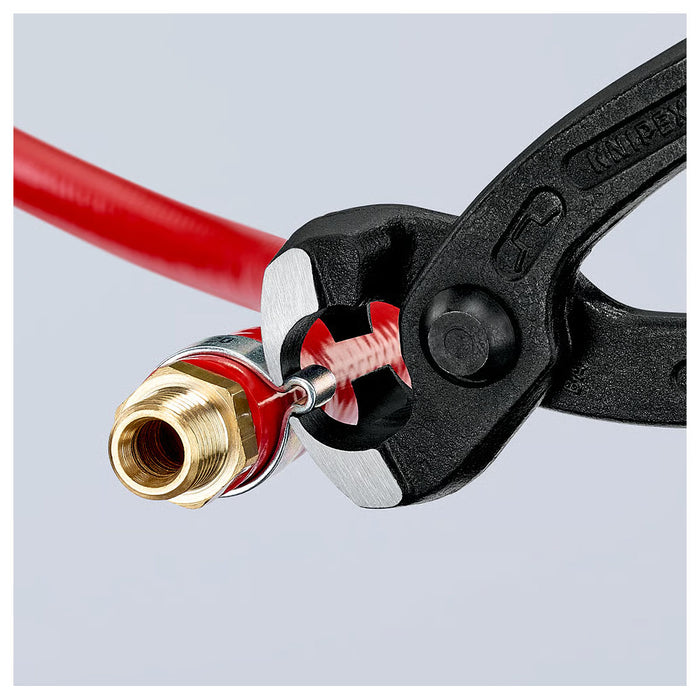 Kìm càng cua, chuyên dùng siết cổ dê KNIPEX 10 99 I220 chiều dài 220mm, mạ đen nhám, tay cầm bọc nhựa kháng dầu mở