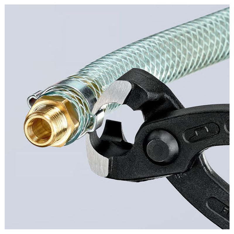 Kìm càng cua, chuyên dùng siết cổ dê KNIPEX 10 99 I220 chiều dài 220mm, mạ đen nhám, tay cầm bọc nhựa kháng dầu mở