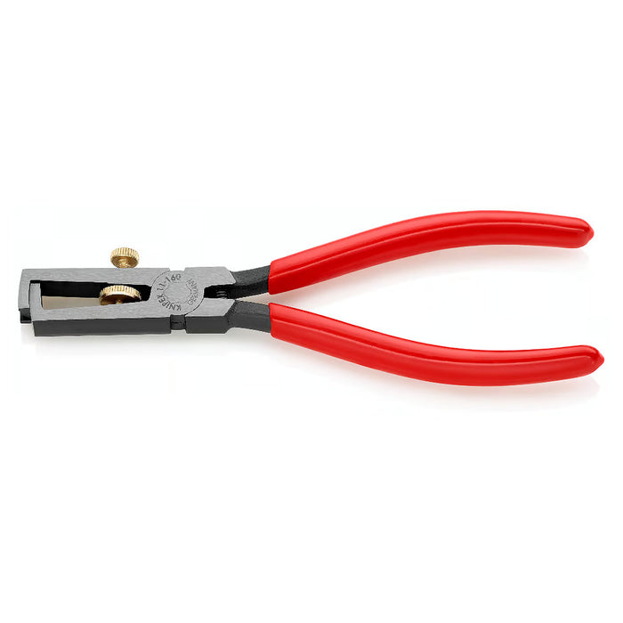 Kìm tuốt dây KNIPEX 11 01 160 khả năng tuốt dây tối đa 10mm², mạ đen nhám tay cầm bọc nhựa kháng dầu mỡ