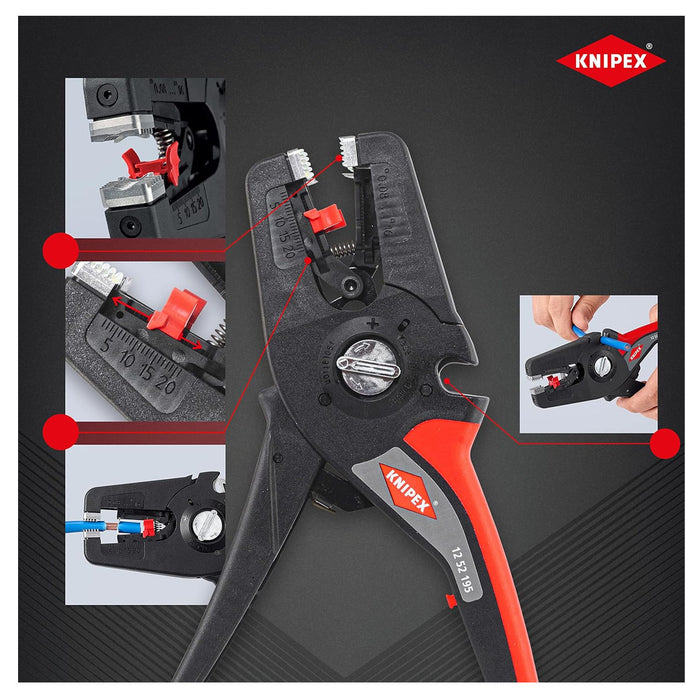 Kìm tuốt dây tự động PreciStrip 16 KNIPEX 12 52 195 khả năng tuốt từ 0,08 - 16mm², chiều dài 190mm