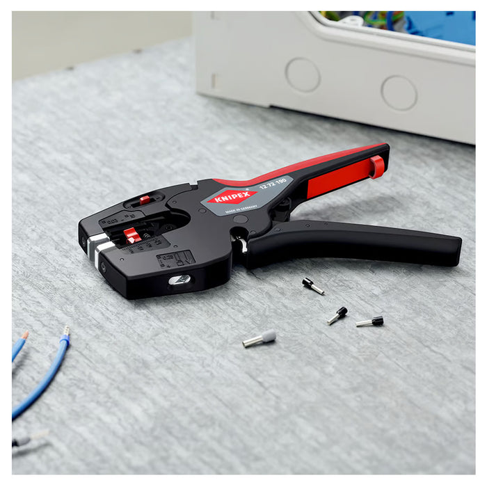 Kìm tuốt dây tự động, tích hợp bấm cose NexStrip KNIPEX 12 72 190 khả năng tuốt từ 0,03 - 10mm², chiều dài 190mm