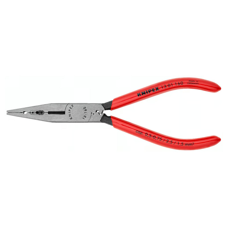 Kìm mũi nhọn đa năng KNIPEX 13 01 160 chiều dài 160mm, mạ đen nhám tay cầm bọc nhựa kháng dầu mỡ