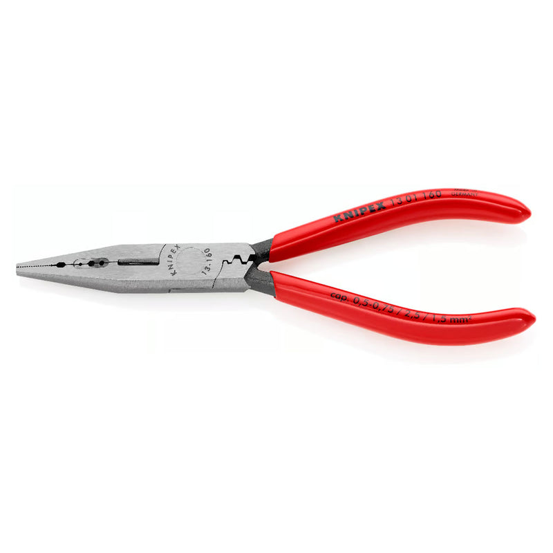 Kìm mũi nhọn đa năng KNIPEX 13 01 160 chiều dài 160mm, mạ đen nhám tay cầm bọc nhựa kháng dầu mỡ