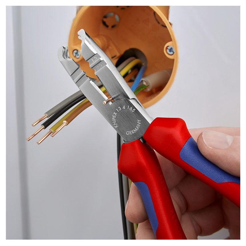 Kìm tuốt dây KNIPEX 13 45 165 khả năng tuốt từ 0.75 - 1.5/2.5mm², mạ chrome