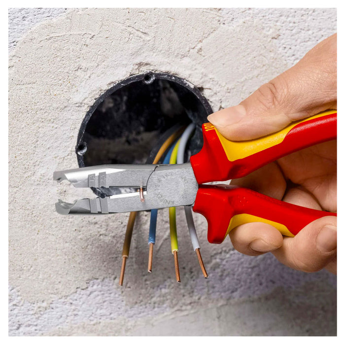 Kìm tuốt dây KNIPEX 13 46 165 cách điện 1000V khả năng tuốt từ 0.75 - 1.5/2.5mm², mạ chrome