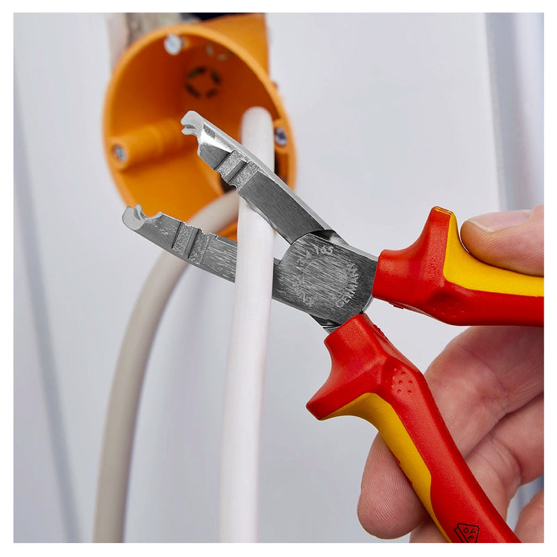 Kìm tuốt dây KNIPEX 13 46 165 cách điện 1000V khả năng tuốt từ 0.75 - 1.5/2.5mm², mạ chrome