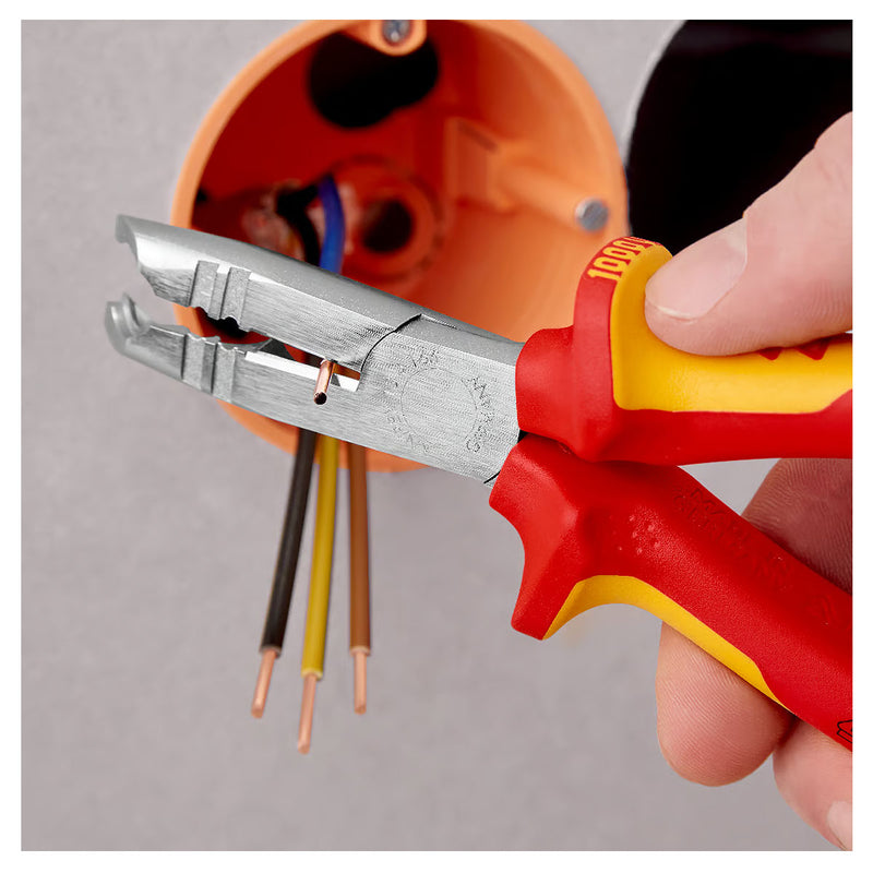 Kìm tuốt dây KNIPEX 13 46 165 cách điện 1000V khả năng tuốt từ 0.75 - 1.5/2.5mm², mạ chrome