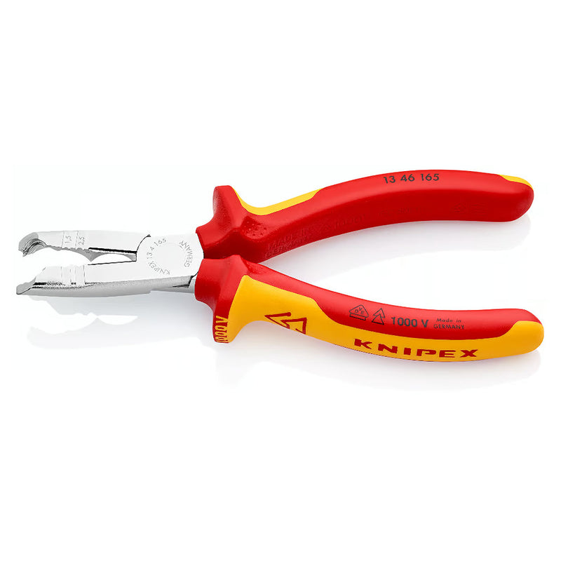 Kìm tuốt dây KNIPEX 13 46 165 cách điện 1000V khả năng tuốt từ 0.75 - 1.5/2.5mm², mạ chrome