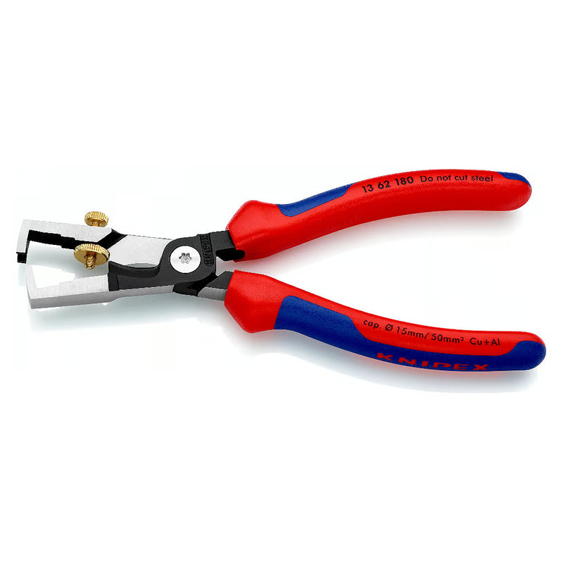 Kìm tuốt dây, tích hợp dao cắt KNIPEX StriX® 13 62 180 khả năng tuốt tối đa 10mm², mạ đen nhám