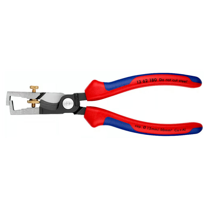 Kìm tuốt dây, tích hợp dao cắt KNIPEX StriX® 13 62 180 khả năng tuốt tối đa 10mm², mạ đen nhám