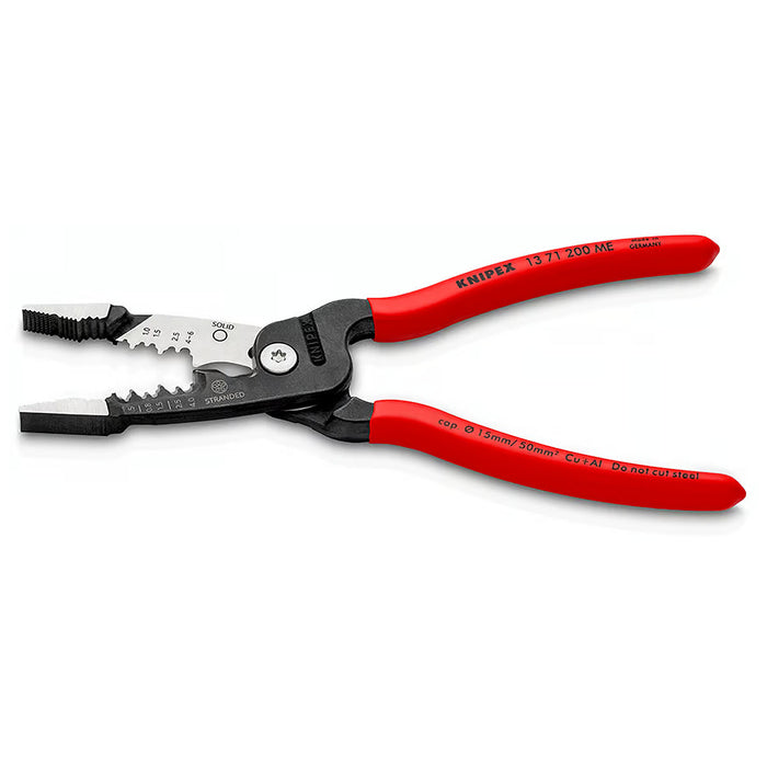 Kìm điện đa năng hệ mét KNIPEX 13 71 200 ME chiều dài 200mm, mạ đen nhám tay cầm bọc nhựa kháng dầu mở